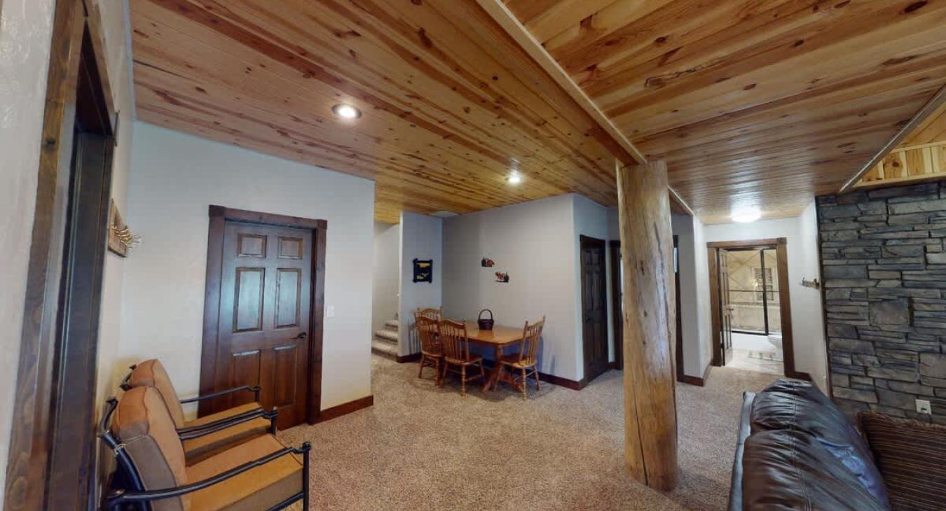 Enjoy the space and seating that this cabin has to offer.