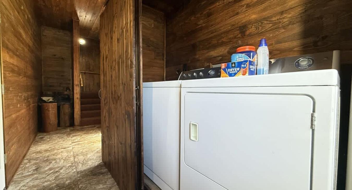 Laundry space with full size washer and dryer for you to use during your stay.