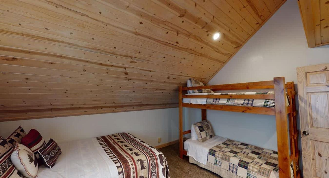 The bunk bed is perfect for the kiddos.