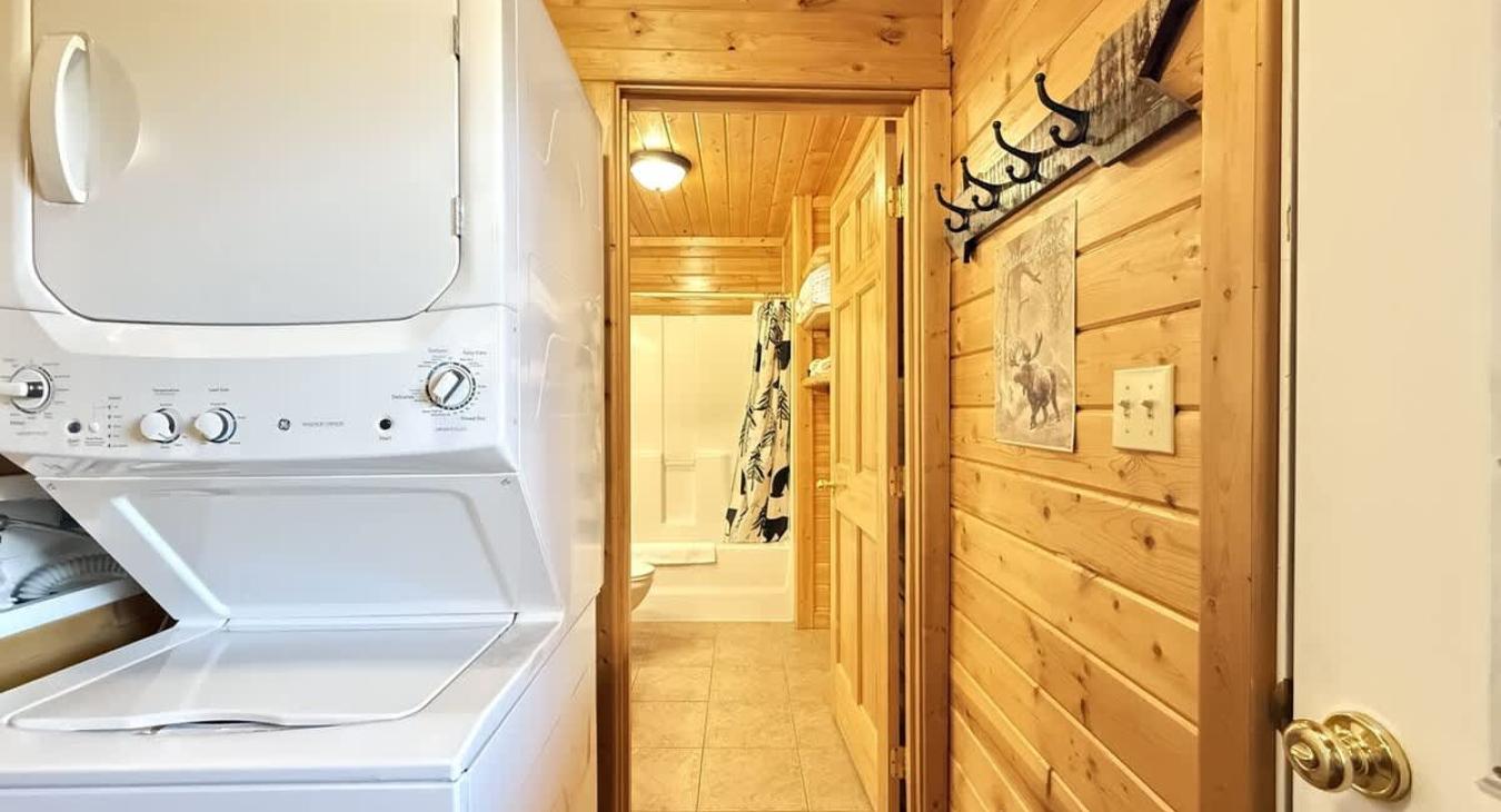 Stackable washer and dryer is available for you to use, laundry soap is provided.