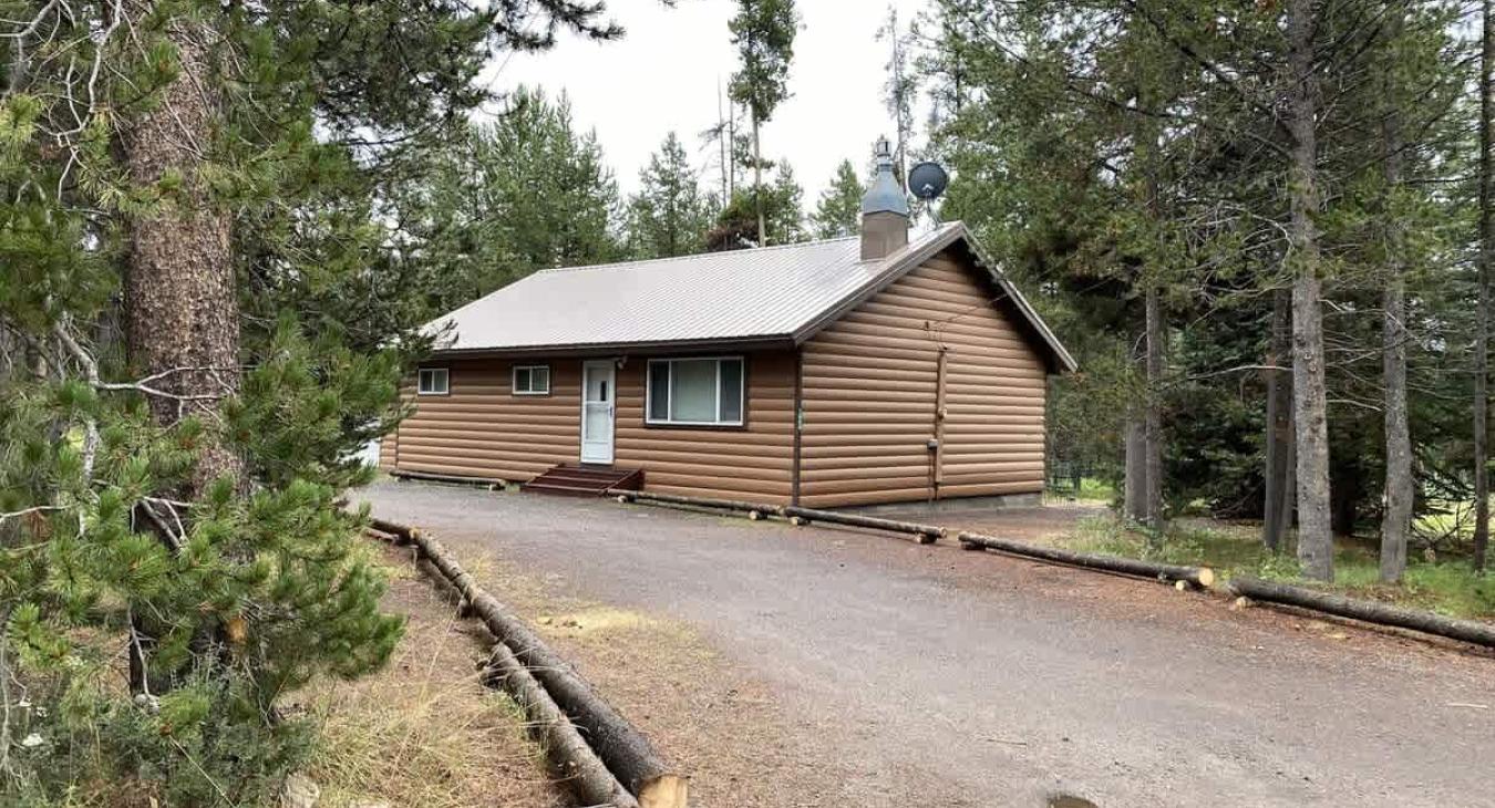 Large driveway and landscape.