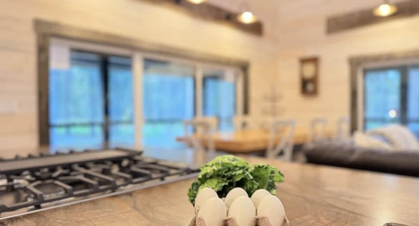 Kitchen view into the great room.