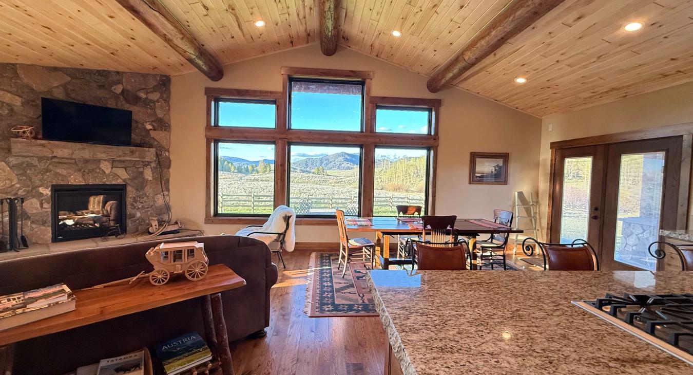 Lots of natural light flows into the kitchen.