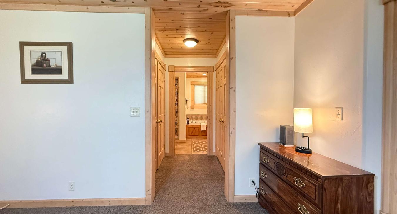 View from the master bedroom to the full master bathroom.