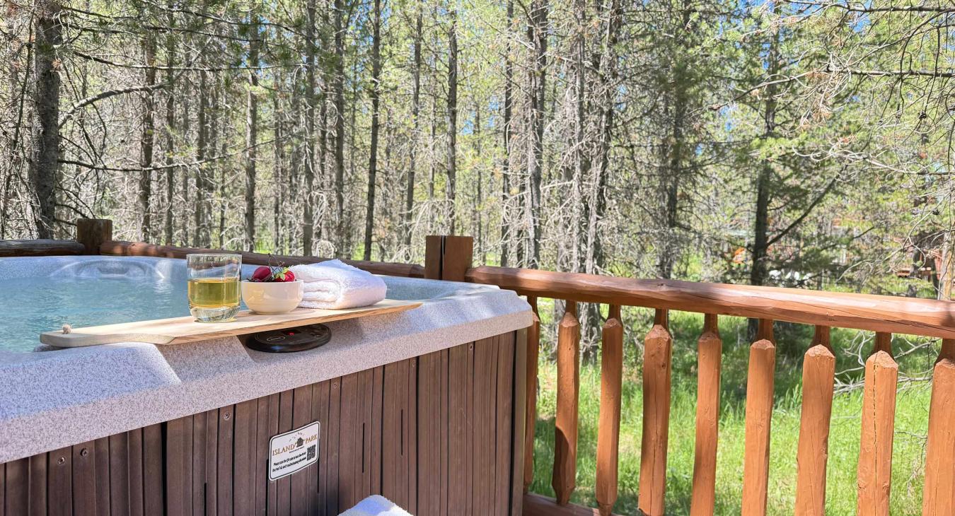 Relax in the hot tub after a long day outdoors.