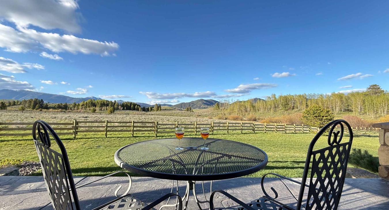 Beautiful deck of the cabin to look out on the beautiful landscape.