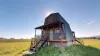 Front of the cabin before the sun sets.
